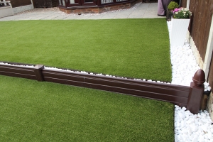 artificial grass steel edging - in situ